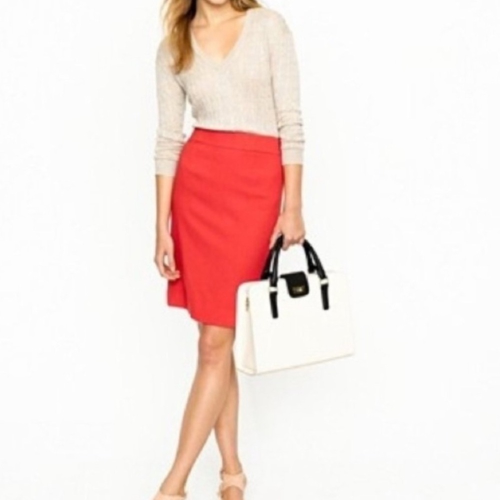 J. Crew Bright Red Pencil Skirt